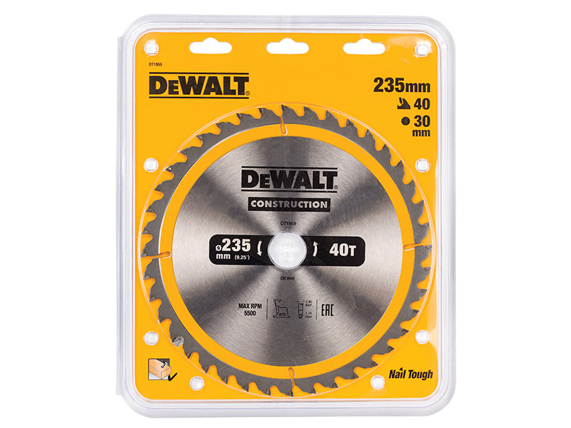 DEWALT Portable Construction Circular Saw Blade 235 x 30mm x 40T DEWDT1955QZ