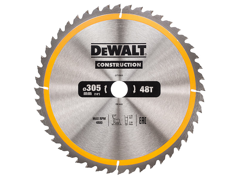 DEWALT Stationary Construction Circular Saw Blade 305 x 30mm x 48T DEWDT1959QZ