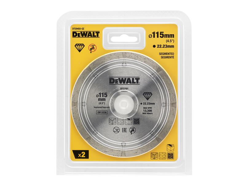 DEWALT Dry Diamond Blade 115 x 22.23mm 2 Pack DEWDT20455QZ