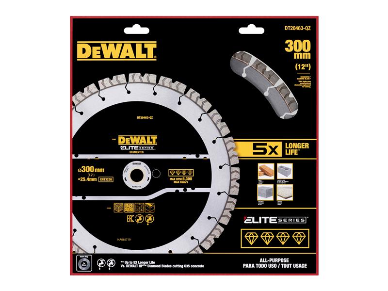 DEWALT ELITE SERIES All Purpose Diamond Segmented Wheel 300 x 25.4mm DT20463QZ