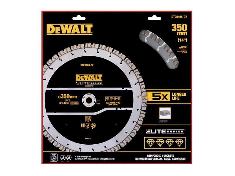 DEWALT ELITE SERIES Rebar Concrete Diamond Wheel 350 x 25.4mm DT20465QZ
