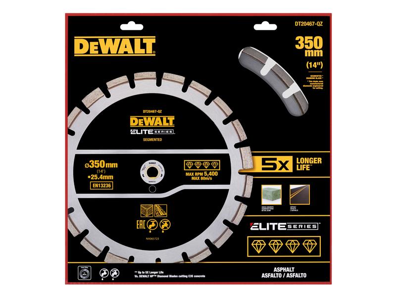 DEWALT ELITE SERIES Asphalt Diamond Segmented Wheel 350 x 25.4mm DT20467QZ