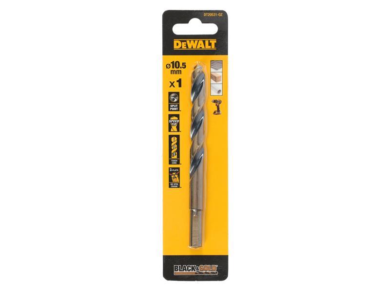 DEWALT BLACK GOLD HSS Drill Bit 10.0mm For Plastic Wood And Metal DEWDT20530QZ