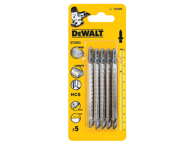 DEWALT HCS Wood Jigsaw Blades Pack of 5 T101BR DEWDT2053QZ