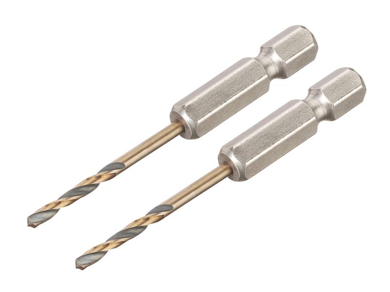 DEWALT BLACK&GOLD 1/4" Hex Shank HSS-G Drill Bits (2) 2.5mm DEWDT20601QZ