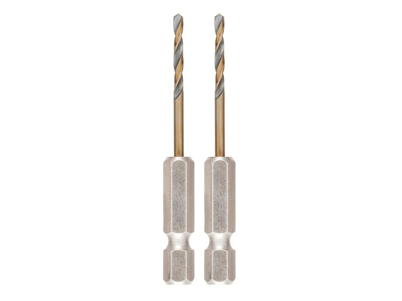 DEWALT BLACK&GOLD 1/4" Hex Shank HSS-G Drill Bits (2) 2.5mm DEWDT20601QZ