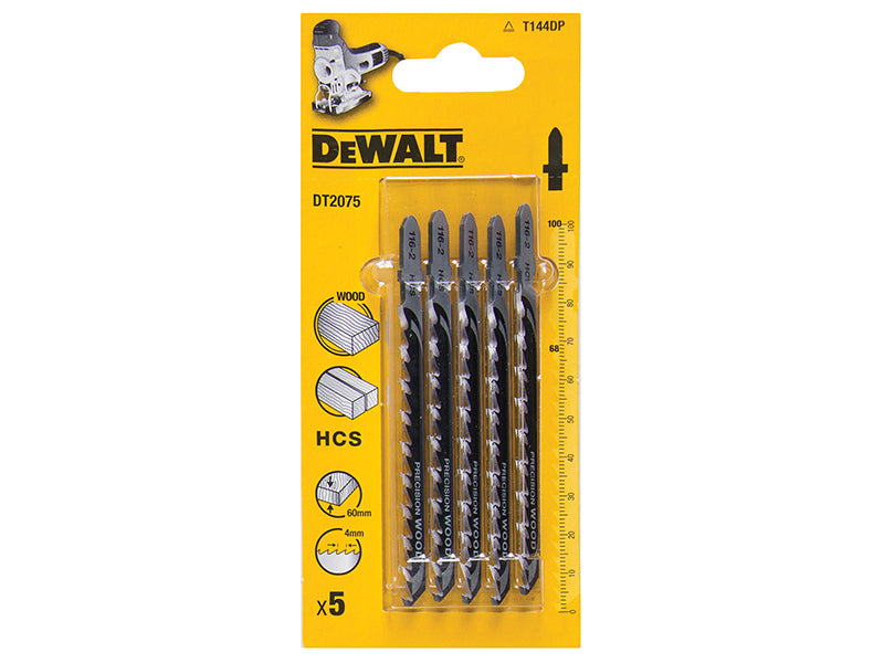 DEWALT HCS Wood Jigsaw Blades Pack of 5 T144DP DEWDT2075QZ