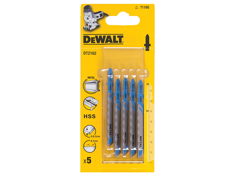 DEWALT HSS Metal Cutting Jigsaw Blades Pack of 5 T118G DEWDT2162QZ