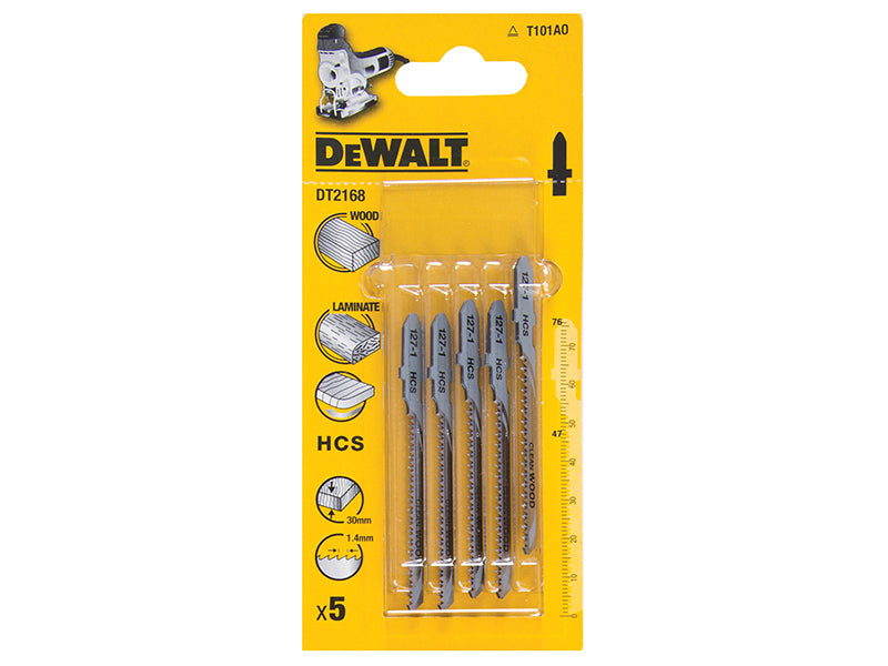 DEWALT HCS Wood Jigsaw Blades Pack of 5 T101AO DEWDT2168QZ