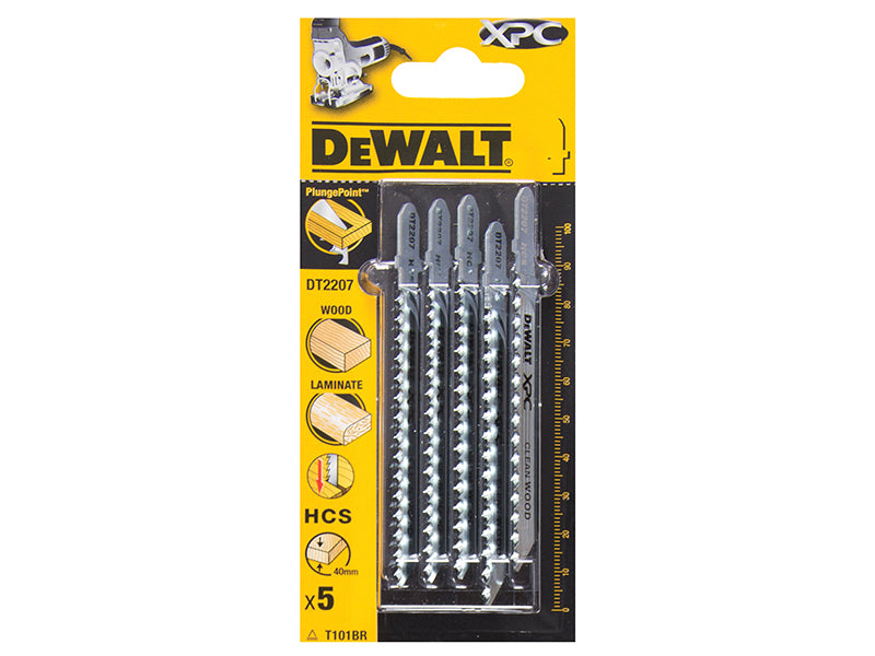 DEWALT XPC HCS Wood Jigsaw Blades Pack of 5 T101BR DEWDT2207QZ