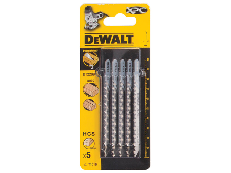 DEWALT XPC HCS Wood Jigsaw Blades Pack of 5 T101D DEWDT2209QZ