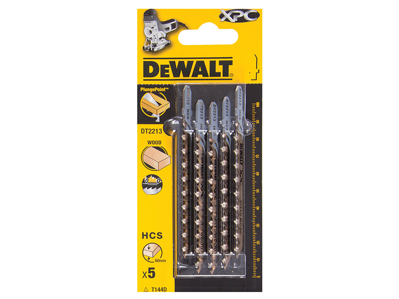 DEWALT XPC HCS Wood Jigsaw Blades Pack of 5 T144D DEWDT2213QZ