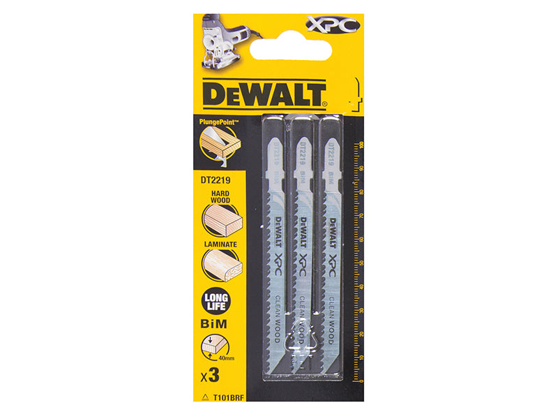 DEWALT XPC Bi-Metal Wood Jigsaw Blades Pack of 3 T101BRF DEWDT2219QZ