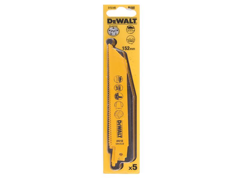 DEWALT Bi-Metal General Purpose Reciprocating Blade 152mm x 10 TPI (Pack 5) DEWDT2345QZ