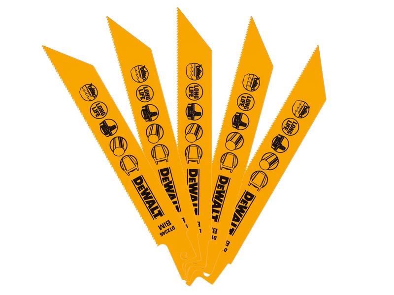 DEWALT Bi-Metal Reciprocating Blade for Metal Cordless 152mm x 18 TPI (Pack 5) DEWDT2346QZ