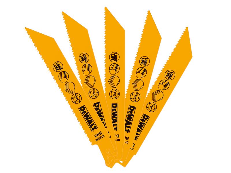 DEWALT Bi-Metal Reciprocating Blade for Plastic & Pipes 152mm( Pack 5) DEWDT2348QZ
