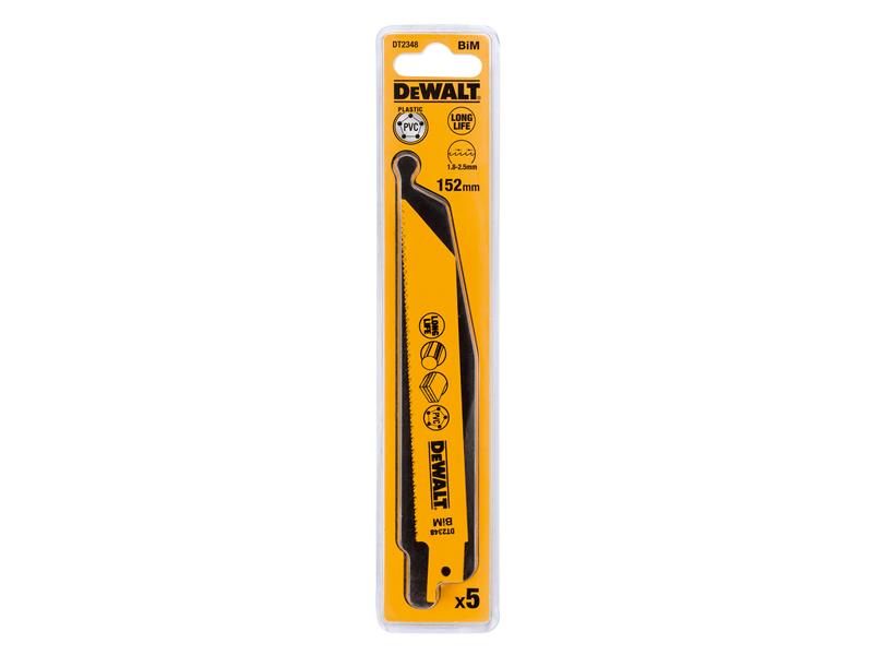 DEWALT Bi-Metal Reciprocating Blade for Plastic & Pipes 152mm( Pack 5) DEWDT2348QZ