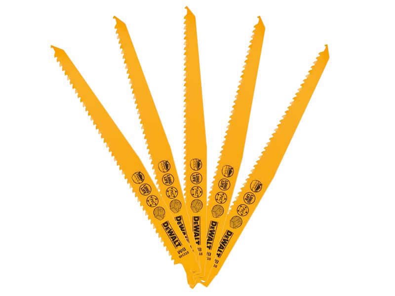 DEWALT Bi-Metal Reciprocating Blade for Wood with Nails 228mm (Pack 5) DEWDT2349QZ