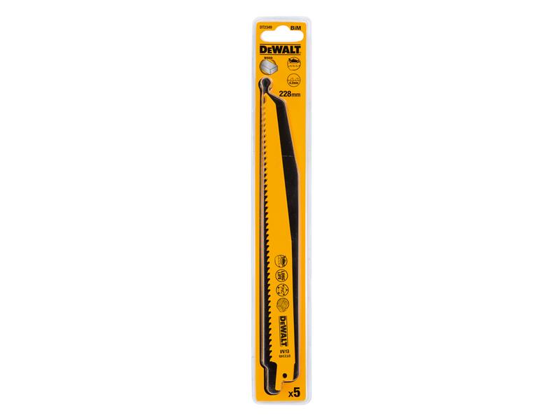 DEWALT Bi-Metal Reciprocating Blade for Wood with Nails 228mm (Pack 5) DEWDT2349QZ