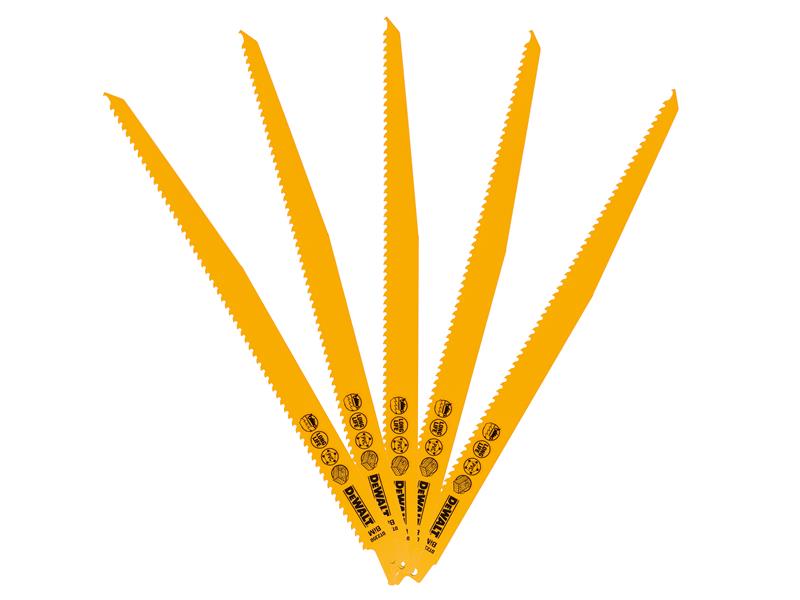 DEWALT Bi-Metal Reciprocating Blade for Wood with Nails 305mm (Pack 5) DEWDT2350QZ