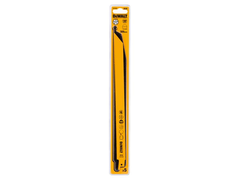 DEWALT Bi-Metal Reciprocating Blade for Metal Rubber & Fibreglass 305mm (Pack 5) DEWDT2355QZ
