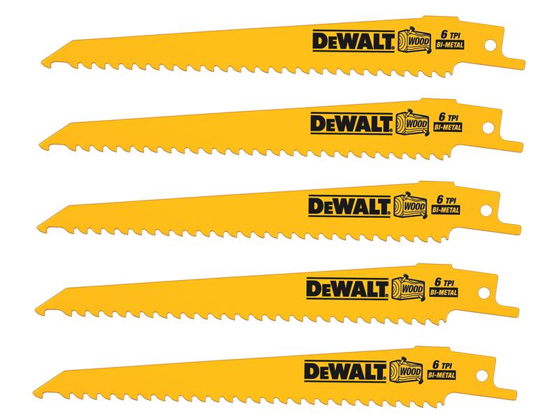 DEWALT Bi-Metal Reciprocating Blade for Wood with Nails 152mm (Pack 5) DEWDT2359QZ