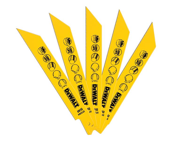 DEWALT Bi-Metal Reciprocating Blade for Metal 152mm x 18 TPI (Pack 5) DEWDT2384QZ