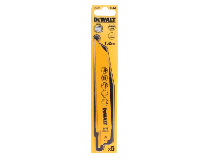 DEWALT Bi-Metal Reciprocating Blade for Metal 152mm x 18 TPI (Pack 5) DEWDT2384QZ