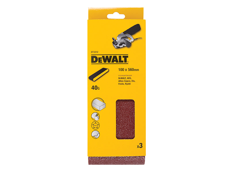 DEWALT Sanding Belt 356 x 64mm 100G Pack of 3 DEWDT3663QZ