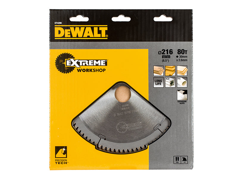 DEWALT Series 40 Circular Saw Blade 216 x 30mm x 80T TCG/Neg DEWDT4286QZ