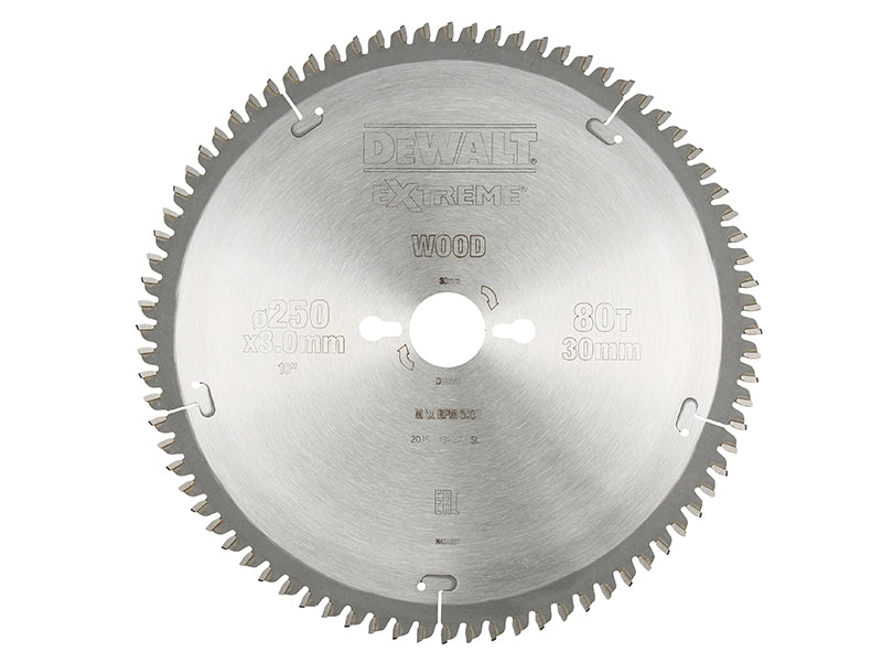 DEWALT Series 40 Circular Saw Blade 250 x 30mm x 80T TCG/Neg DEWDT4287QZ