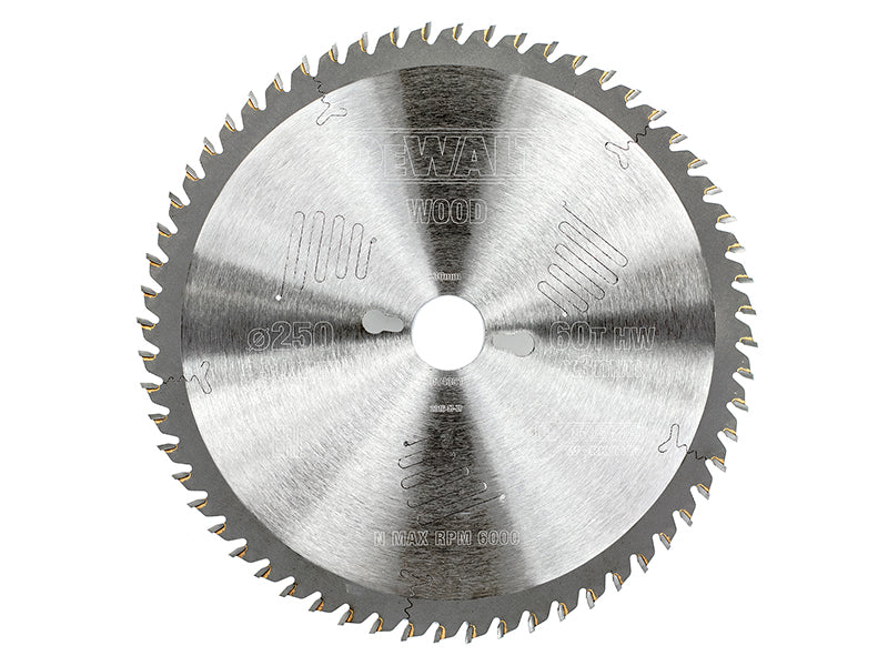 DEWALT Series 60 Circular Saw Blade 250 x 30mm x 60T Wood Ply etc DEWDT4351QZ
