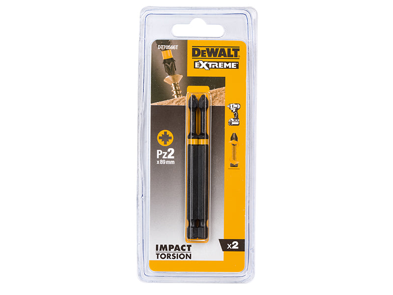 DEWALT Extreme Impact Torsion Bits PZ2 x 85mm (Pack 2) DEWDT70566QZ