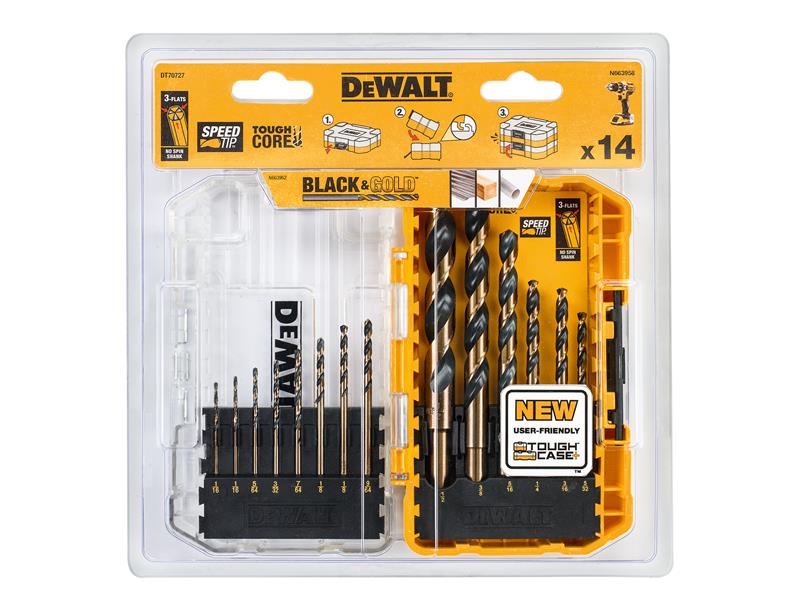 DEWALT DT70727 Black & Gold HSS Drill Set, 14 Piece DEWDT70727QZ