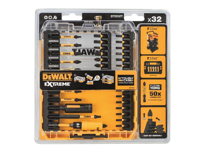 DEWALT Extreme FlexTORQ Screwdriver Bit Set 32 Piece Mixed 1/4 Hex DEWDT70747TQ