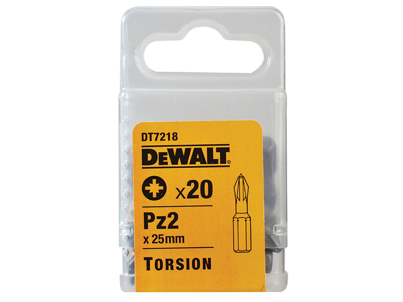DEWALT DT7218 Torsion Bits PZ2 x 25mm (Pack 20) DEWDT7218QZ