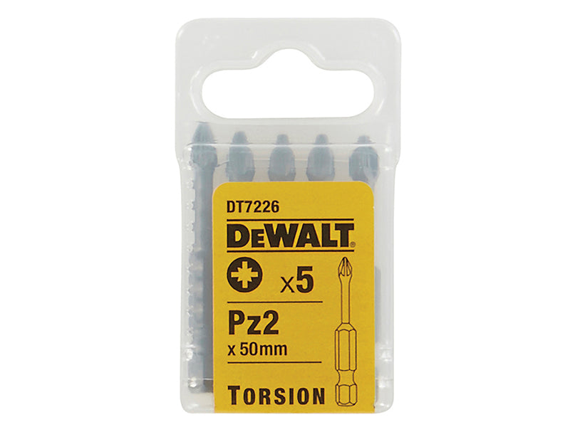DEWALT DT7226 Torsion Bits PZ2 x 50mm (Pack 5) DEWDT7226QZ