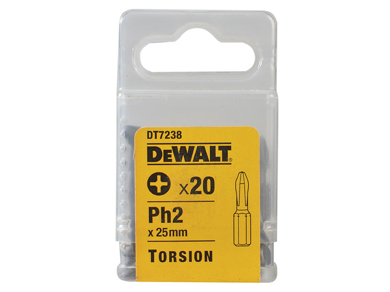 DEWALT DT7238 Torsion Bits PH2 x 25mm (Pack 20) DEWDT7238QZ