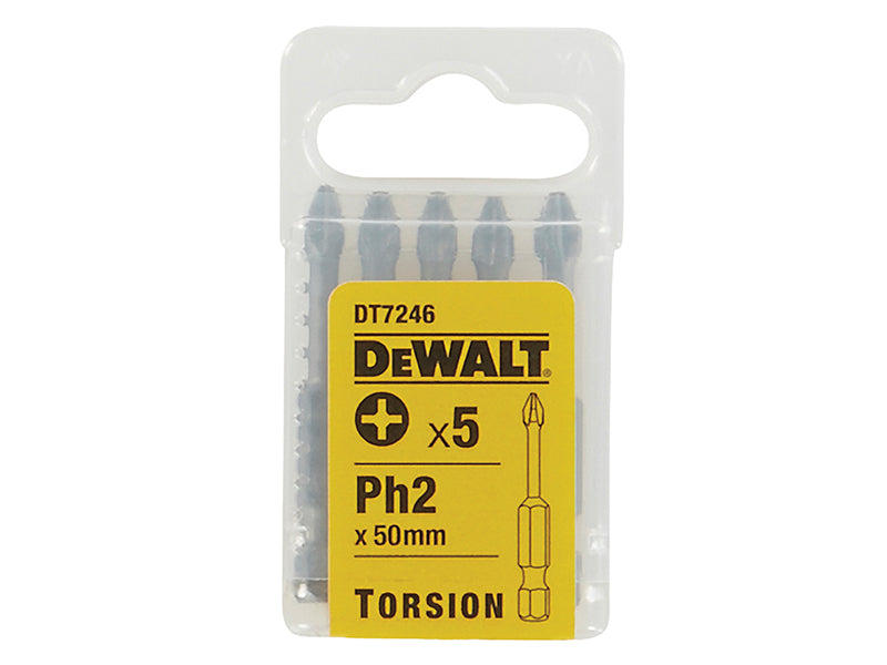 DEWALT DT7246 Torsion Bits PH2 x 50mm (Pack 5) DEWDT7246QZ