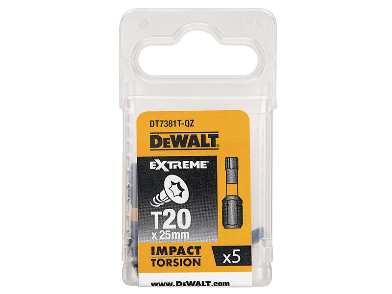 DEWALT Impact Torsion Bits TX20 x 25mm (Pack 5) DEWDT7381TQZ