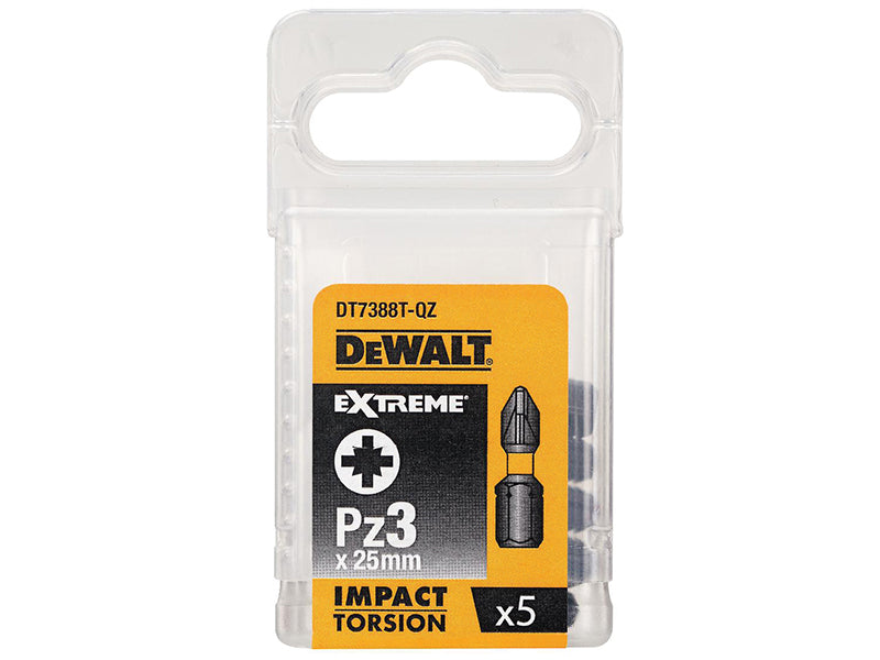 DEWALT Extreme Impact Torsion Bits PZ3 x 25mm (Pack 5) DEWDT7388TQZ
