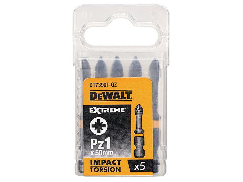 DEWALT Extreme Impact Torsion Bits PZ1 x 50mm (Pack 5) DEWDT7390TQZ