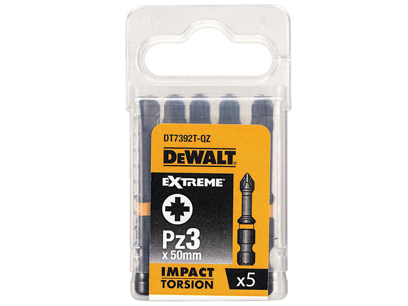 DEWALT Extreme Impact Torsion Bits PZ3 x 50mm (Pack 5) DEWDT7392TQZ