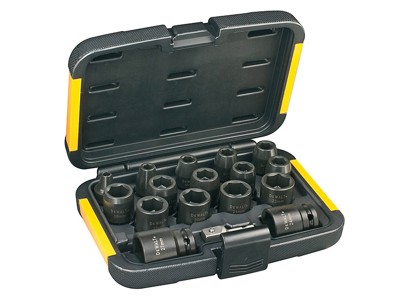 DEWALT Metric Impact Socket Set 17 Piece Single Hex Standard DT7506