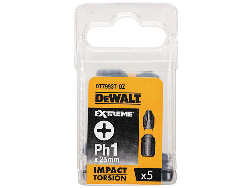 DEWALT Impact Torsion Bits PH1 x 25mm (Pack 5) DEWDT7993TQZ