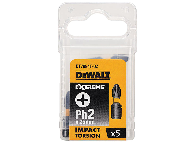 DEWALT Impact Torsion Bits PH2 x 25mm (Pack 5) DEWDT7994TQZ