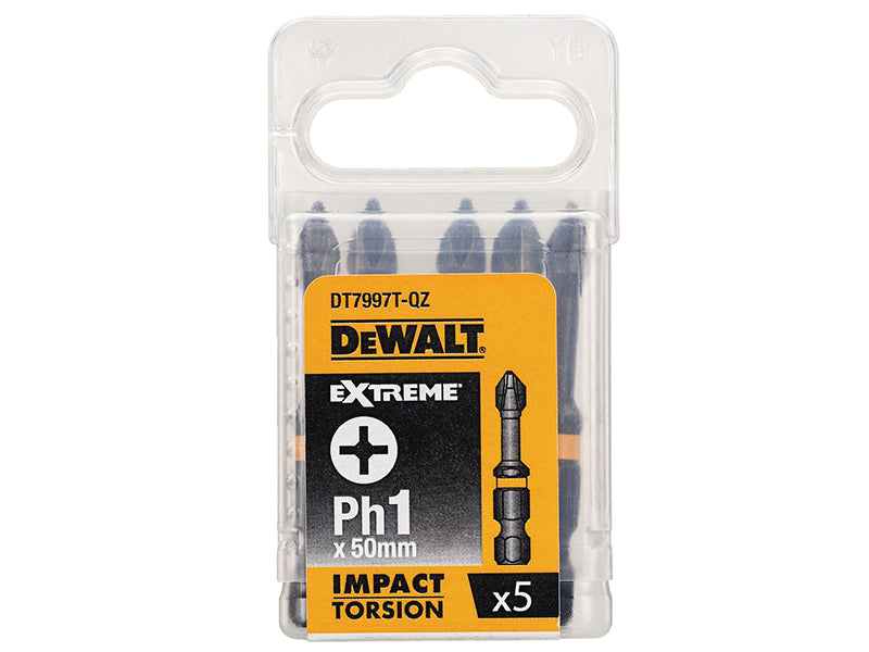 DEWALT Impact Torsion Bits PH1 x 50mm (Pack 5) DEWDT7997TQZ