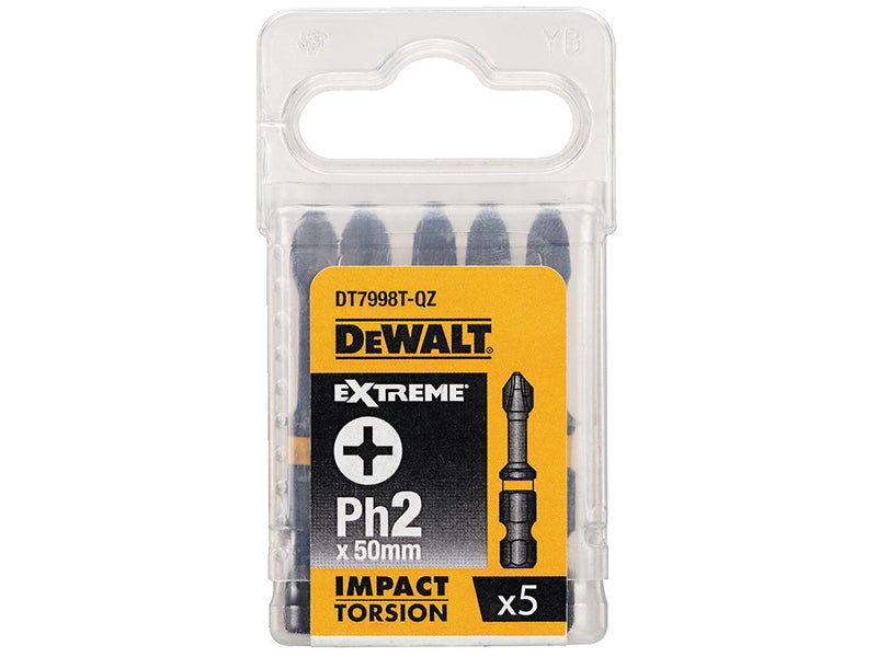 DEWALT Impact Torsion Bits PH2 x 50mm (Pack 5) DEWDT7998TQZ