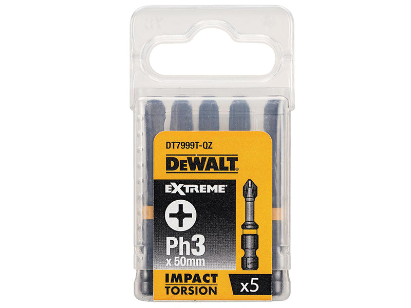 DEWALT Impact Torsion Bits PH3 50mm (Pack 5) DEWDT7999TQZ