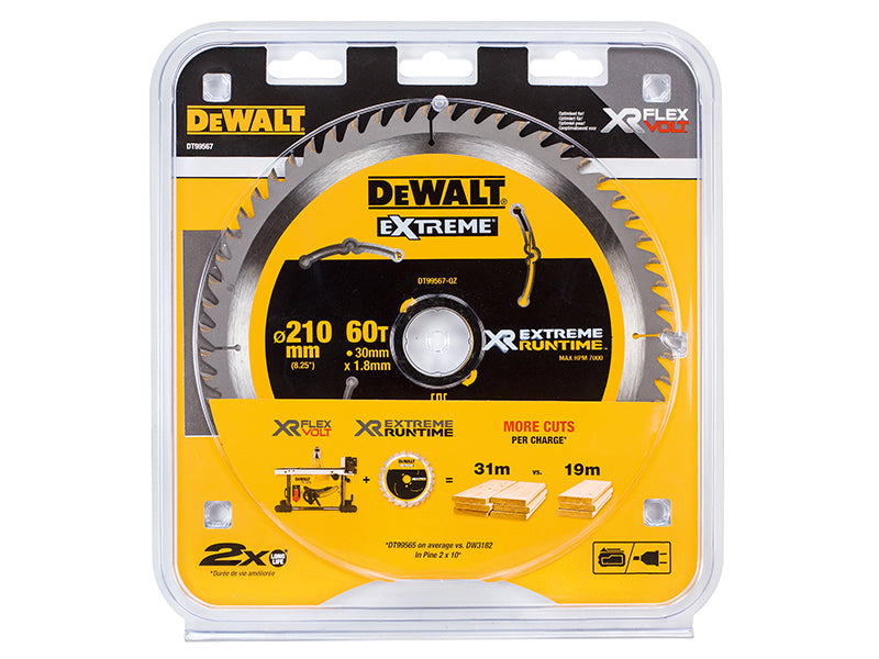 DEWALT XR FlexVolt Table Saw Blade 210 x 30mm x 60T DEWDT99567QZ